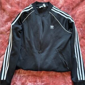 Adidas Black Bomber Jacket with White Stripes